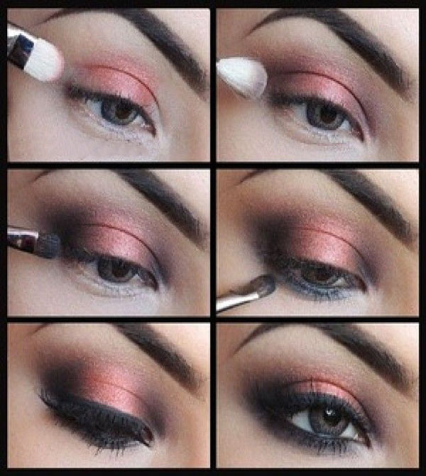 coral smokey eye makeup tutorial